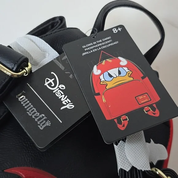Loungefly Disney Devil Donald Duck Mini Backpack Exclusive Glows Nwt - Picture 10 of 11
